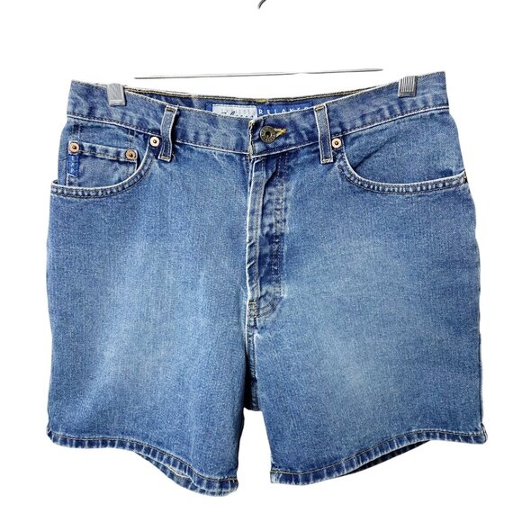 Vintage 90’s Express Bleus High Rise Button Fly Blue Denim Shorts Womens Size 29 - Picture 2 of 7